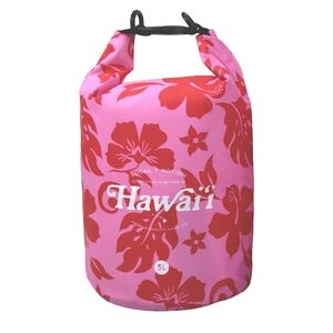 Local Motion Hawaii 5L Dry Bag - Water Resistant Wet/Dry Bag Pink Red Flower Pua